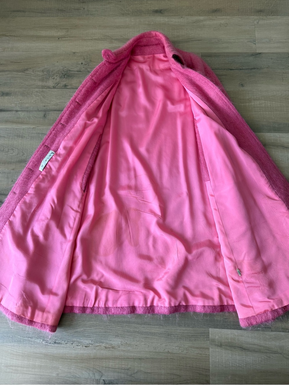 Vintage 70s Auckie Sanft Bubblegum Pink Virgin Wool Cape Coat - One Size - Picture 6 of 7